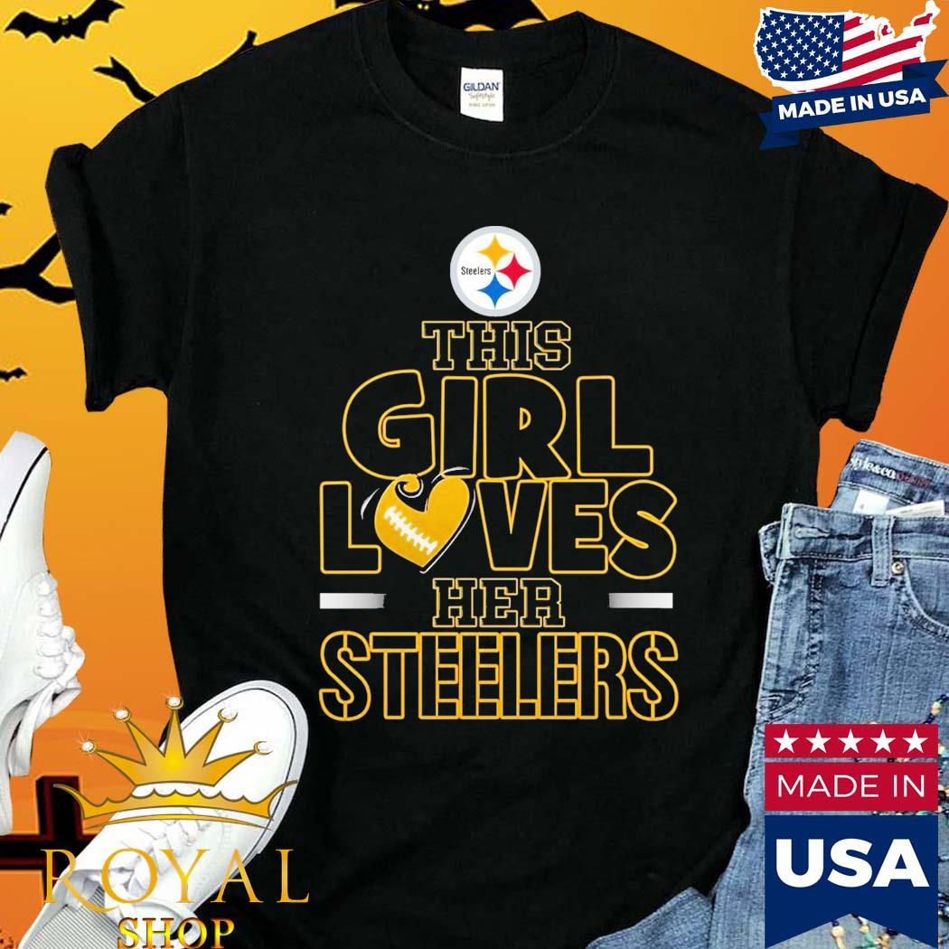 MagikTees This Girl Loves Her Steelers Football Long Sleeve T-Shirt