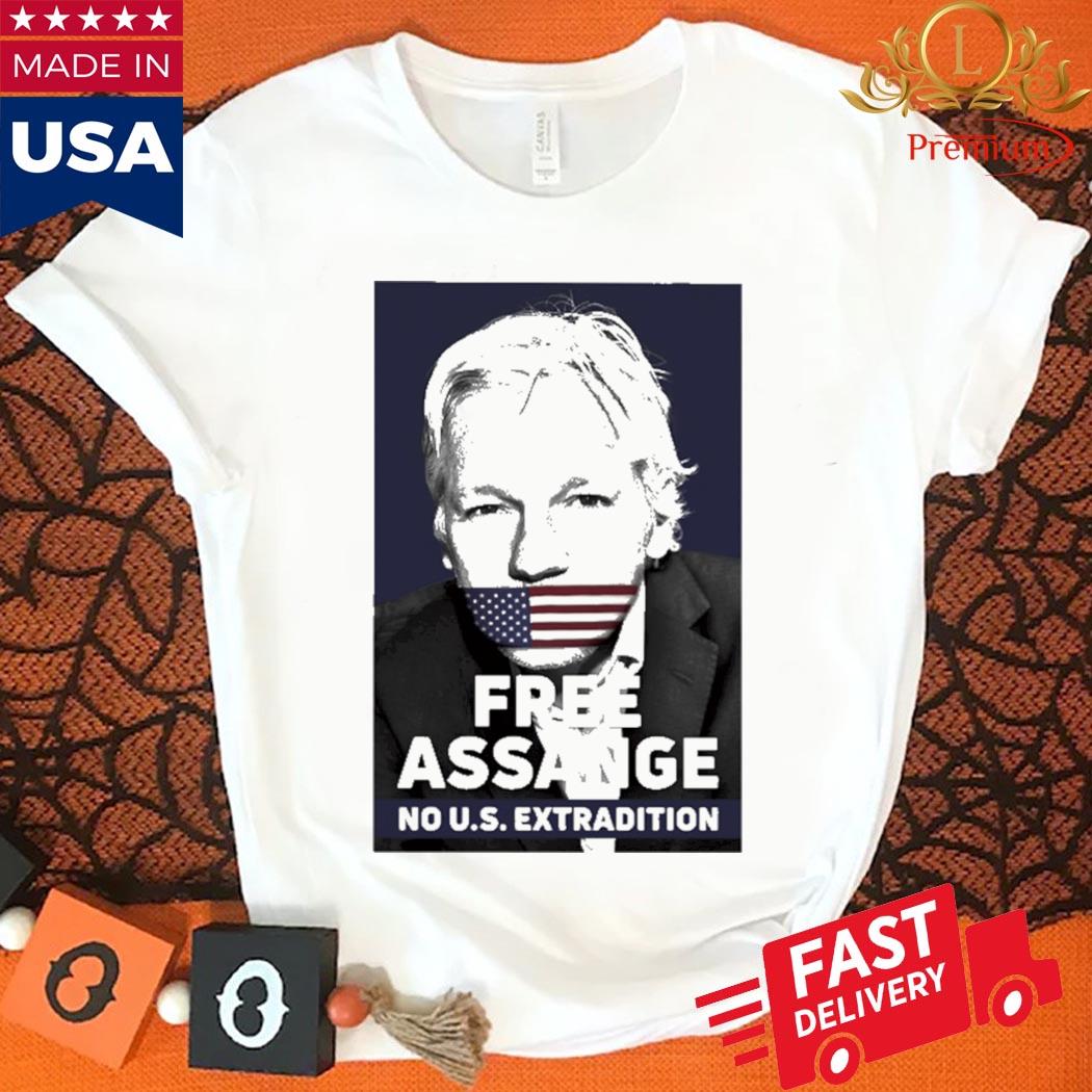 Official Free Julian Assange No U.S Extradition Light Blue Shirt