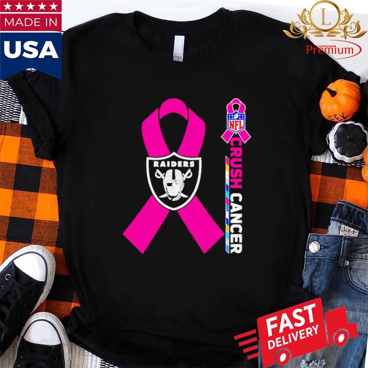 Official Las vegas raiders NFL crush cancer T-shirt, hoodie, tank top,  sweater and long sleeve t-shirt