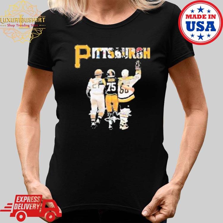 Pittsburgh Sports With Mario Lemieux Joe Greene And Clemente Jersey  Signatures Shirt - Limotees