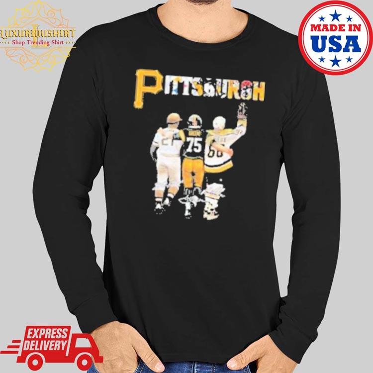 Official Roberto Clemente Joe Greene And Mario Lemieux Pittsburgh Sports  Teams Logo Signatures Shirt, hoodie, tank top, sweater and long sleeve t- shirt