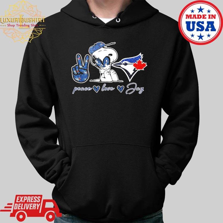 Snoopy Peace Love Toronto Blue Jays Shirt, hoodie, sweater, long sleeve and  tank top