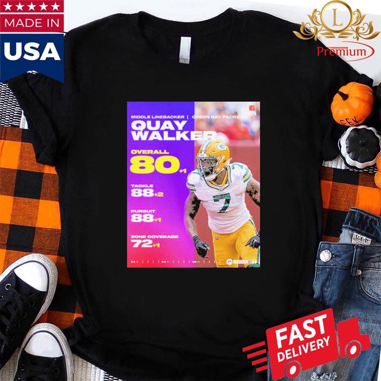 Official Middle linebacker Green Bay Packers quay walker overall 80 points  NFL madden 24 T-shirt, hoodie, tank top, sweater and long sleeve t-shirt