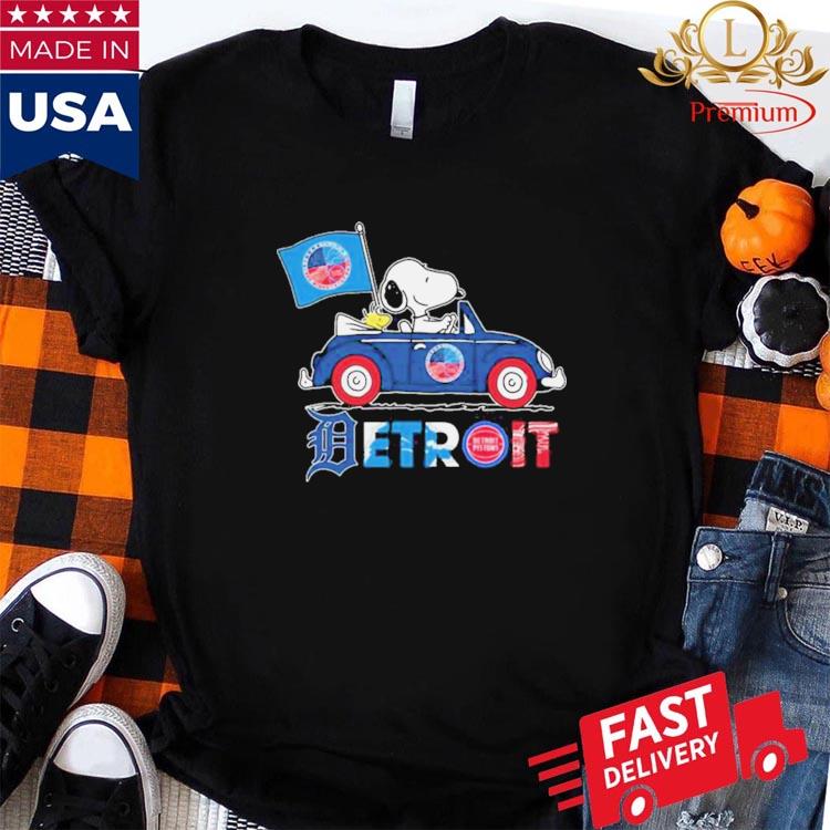 Snoopy and Woodstock driving car Detroit Tigers shirt, hoodie